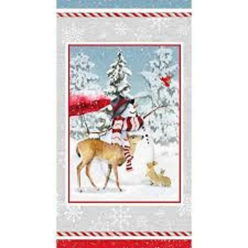 Welcome Winter Snowman Fabric Panel 24
